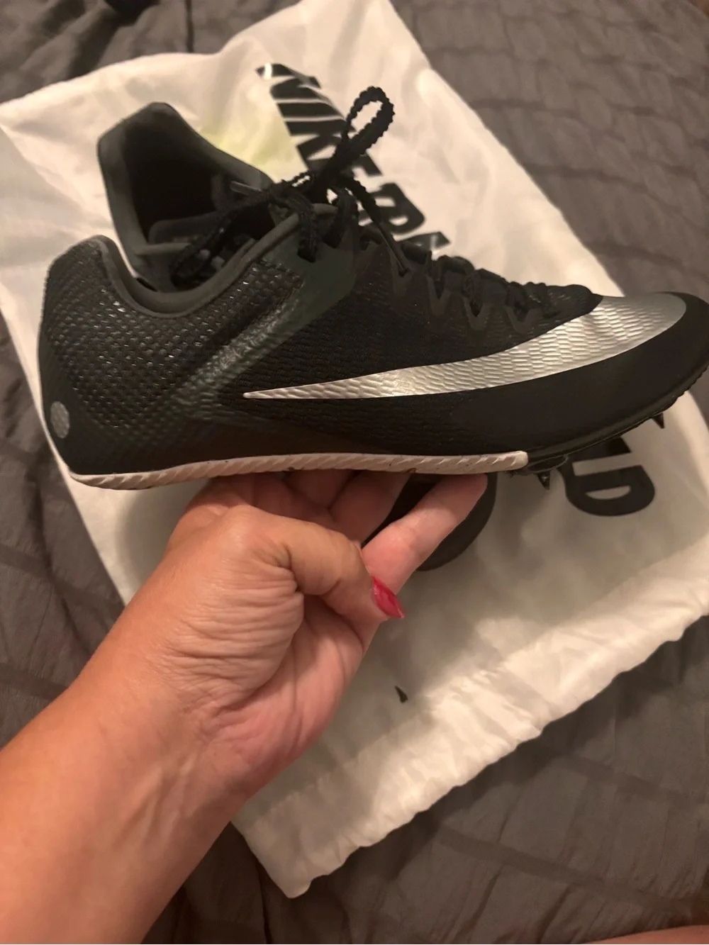 Nike Black and Silver Track Spikes